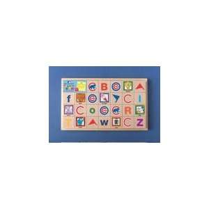  CHICAGO CUBS Full Color ALPHABET WOOD BLOCKS with Tray ( ABC 