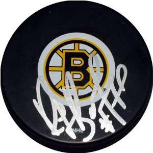  Ray Bourque Autographed Old Style Bruins Logo Hockey Puck 