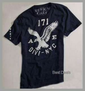 American Eagle Mens AE Athletic Fit EAGLE GRAPHIC BLUE T Shirt NEW 