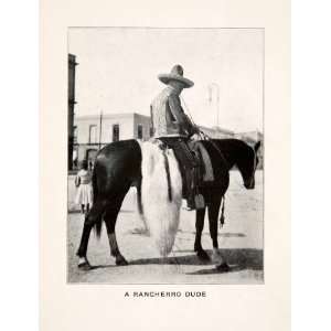   Mexico Sombrero Horseback Riding Spaniard   Original Halftone Print
