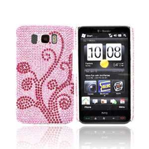  For HTC HD2 Bling Hard Case HOT PINK SWIRL BABY PINK 