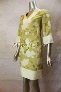 2280 New AGNONA Raw Silk Cream Yellow Green Pansy Floral Tunic Dress 