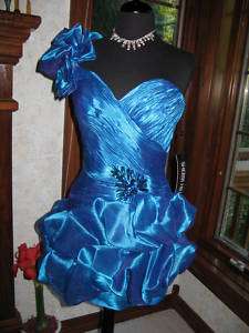 Sherri Hill 2330 Peacock Blue Bubble Dress 4  