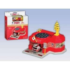  FDNY Mini Fire Station W/1 Vehicle Toys & Games