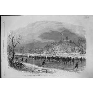   RIFLE VOLUNTEERS MARCHING RIVER WITHAM ICE SKATES