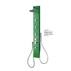 Shower Panel Tower System with 4 Massage Jets (Green Aluminum, Model 