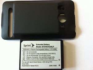   OEM for HTC SPRINT Evo 4g Extended Battery + door Black 2600mah BLACK
