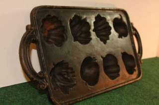 Antique Cast Iron John Wright Muffin Pan 8 Figural Shaped  