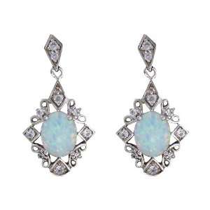   Silver Cubic Zirconia with Opal Stone Earrings Puresplash Jewelry