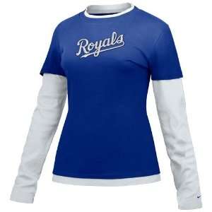  Nike Kansas City Royals Royal Blue Ladies Double Layer Cut 