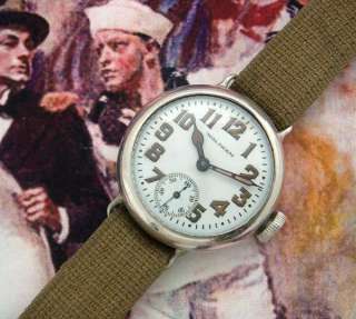 Historic Mens WWI Sterling Silver Waltham Wrist Watch Owned By Navy 