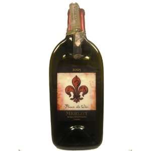 Flat Wine Bottle Fleur de Vin Merlot Label  Kitchen 