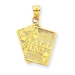  14k Ace of Hearts & King of Hearts All In Cards Pendant 