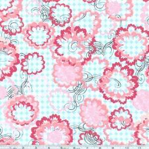  45 Wide Urban Farm Floral Collage Pink/Blue Fabric By 