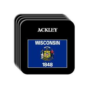 US State Flag   ACKLEY, Wisconsin (WI) Set of 4 Mini Mousepad Coasters