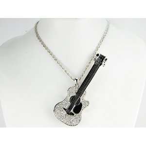   Iced Acoustic Rock Rock Band Guitar Music Pendant Necklace Jewelry