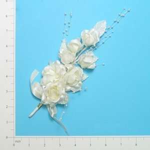  Floral Bridal Spray Roses w/ Bow   Ivory