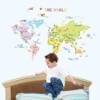 THE WORLD MAP WALL DECAL VINYL ART DECOR STICKERS #119  
