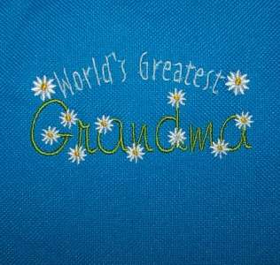 Worlds Greatest Grandma & White Daisies Monogram Large Zipper Flower 