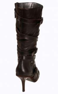 Nine West Womens Boots Rolemodel Peep Toe Dark Brown  