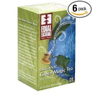 Equal Exchange Organic Green Magic Tea, 25 Count Boxes (Pack of 6)