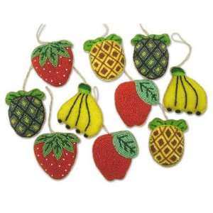  Beaded ornaments, Luscious Fruit (set of 10)