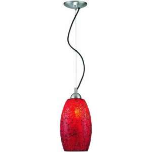  Lite Source Calix 1 Light Pendant Polished Steel With Red 