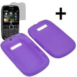   Gel Cover Skin Case for Verizon ZTE Adamant F450 + Fitted LCD Purple