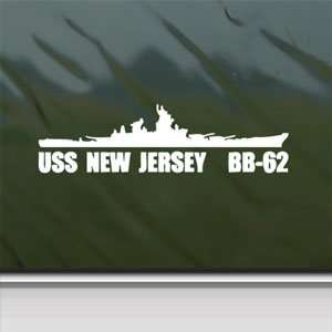  BB 62 USS New Jersey Battleship White Sticker Laptop Vinyl 