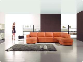 Modern leather U shape sectional sofa set double chaise  