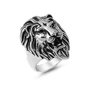  Stainless Steel Lion Head Mens Ring Size 9 Jewelry
