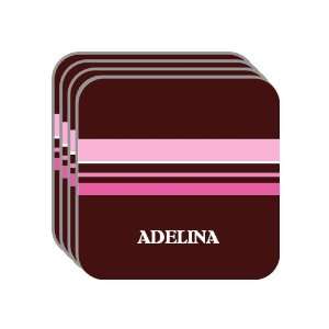 Personal Name Gift   ADELINA Set of 4 Mini Mousepad Coasters (pink 