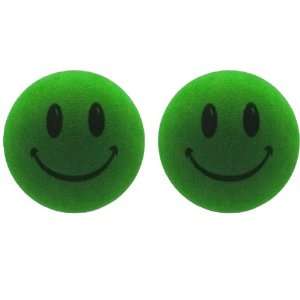  Happy Smiley Face Green Car Truck SUV Antenna Topper   2PK 