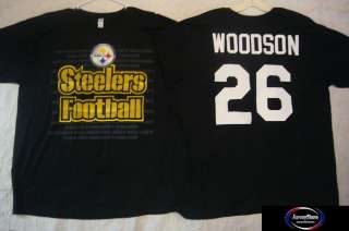 Steelers ROD WOODSON FOOTBALL T Shirt Jersey BLK XL  