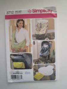 SIMPLICITY PATTERN 3712 BABY STROLLER BUNTING, SLING, TRAVEL CHANGING 
