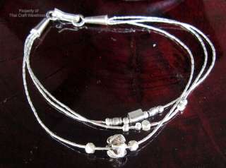 Hill Tribe Hewn Genuine Full Silver 3 Strand Bracelet   Block and 