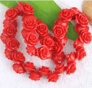 40pc Red Rose Synthetic Shell Bead 15mm E0120 5  