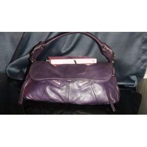  B. Makowsky Purple Leather Med Satchel Bag Beauty
