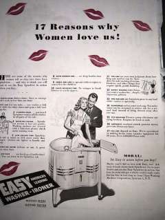 Antique EASY WASHER Women Love Us Red Lips Ad  
