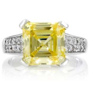  Amicas Asscher Cut Canary CZ Right Hand Ring Jewelry