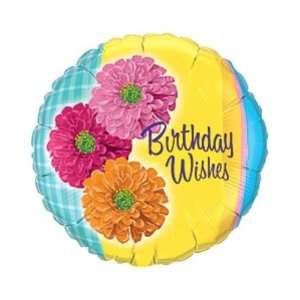  Birthday Zinnias Flowers Mylar Balloon Case Pack 4 