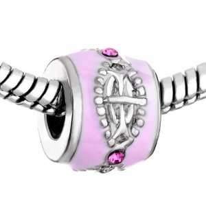  Pretty Pink Crystal Elegant Pattern Beads Fits Pandora 