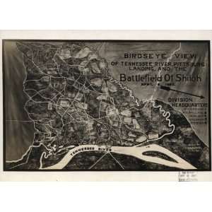  Civil War Map Birdseye view of Tennessee River, Pittsburg 