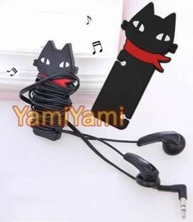 Black Cat Headphone Cord Cable Winder Manage Organizer  