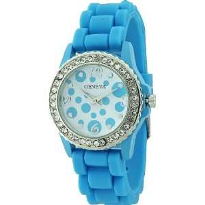  Turquoise Small Round Shape Silicone Watch with Crystals 