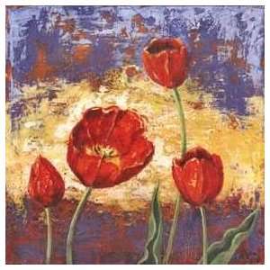   Ruby Red Tulips   Artist Tina Chaden   Poster Size 10 X 10 inches