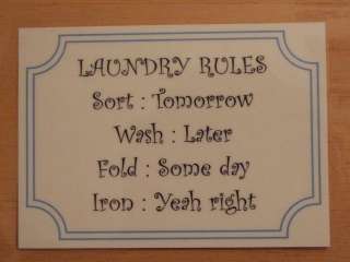 Decorative Laminated room sign LAUNDRY RULES  