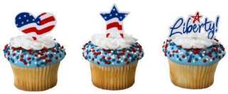 4th of July American Star Heart Liberty Cake Cupcake Pick Decoration 