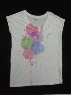 NWT Sourrce Cool White Abstract Prints Tee Shirt Sz M L  