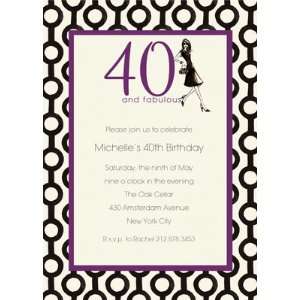 40 and Fabulous, Custom Personalized Adult Parties Invitation, by 